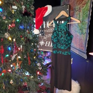 NWT Morgan and Co. Black Party Dress w/ Embroidered Bodice and Strappy Back sz 3